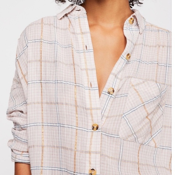 Free People Break My Stride Metallic Plaid Shirt
Medium - Picture 2 of 9